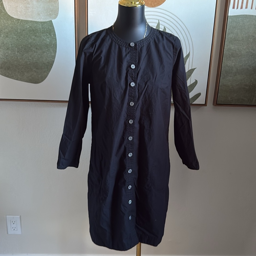 J. Crew Classic Black Long Sleeve Button Down Dress